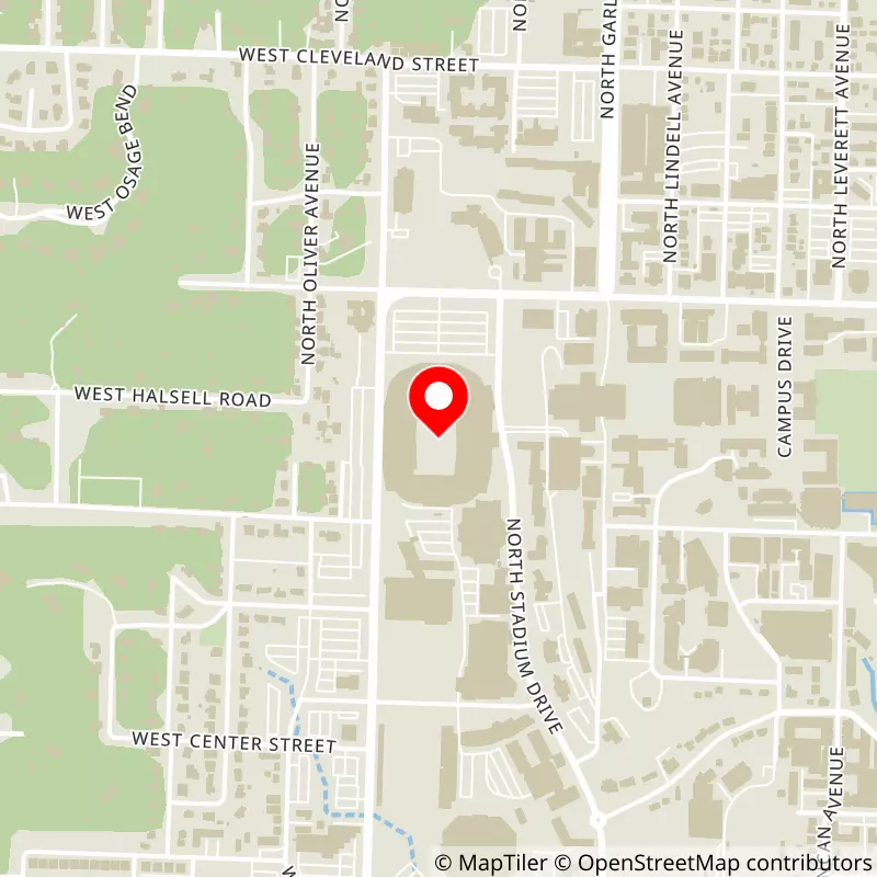 Map of Donald W. Reynolds Razorback Stadium's location