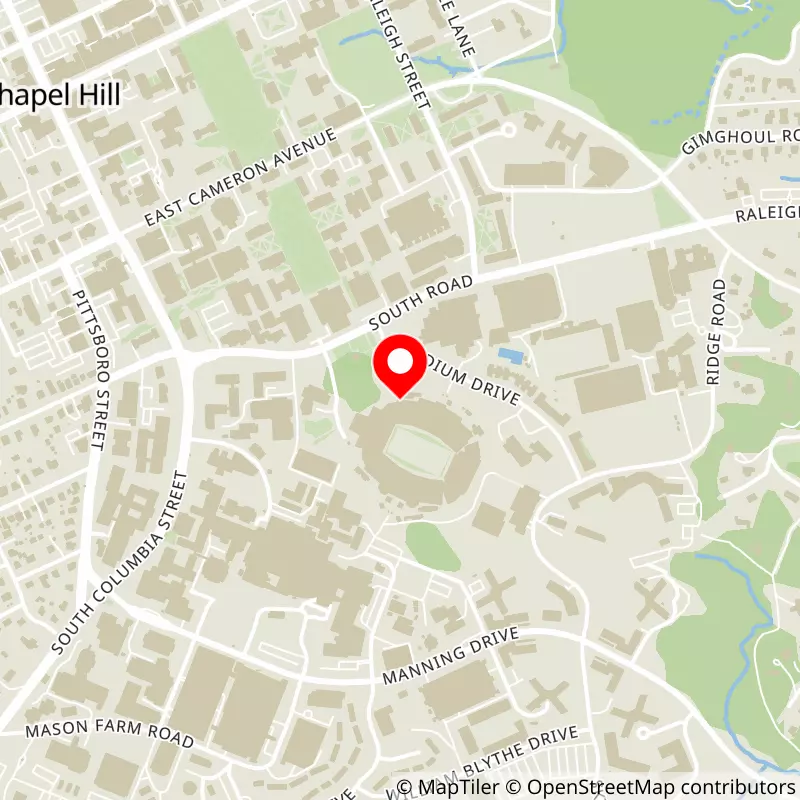 Map of Kenan Memorial Stadium's location