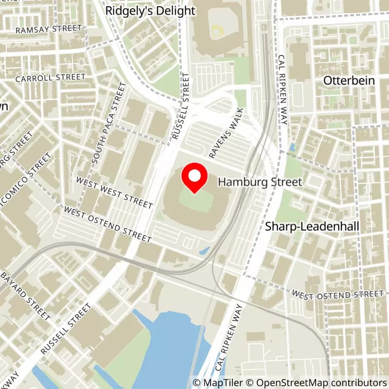 Map of M&T Bank Stadium's location