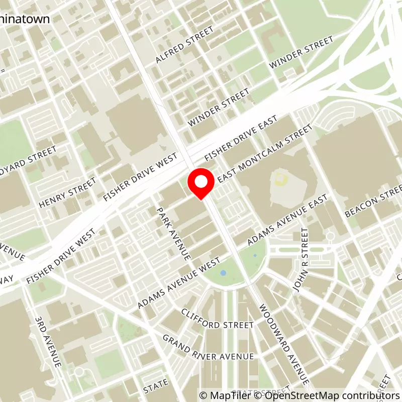 Map of Fox Theatre Detroit's location