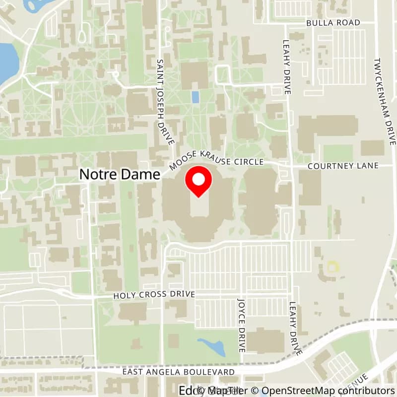 Map of Notre Dame Stadium's location