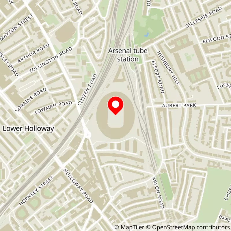 Map of Emirates Stadium's location