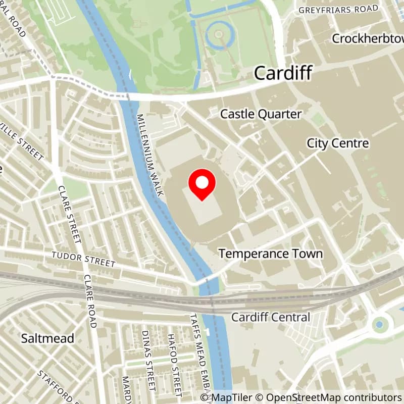 Map of Principality Stadium's location