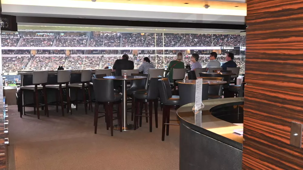 The inside view of an Owners Club suite at AT&T Stadium.