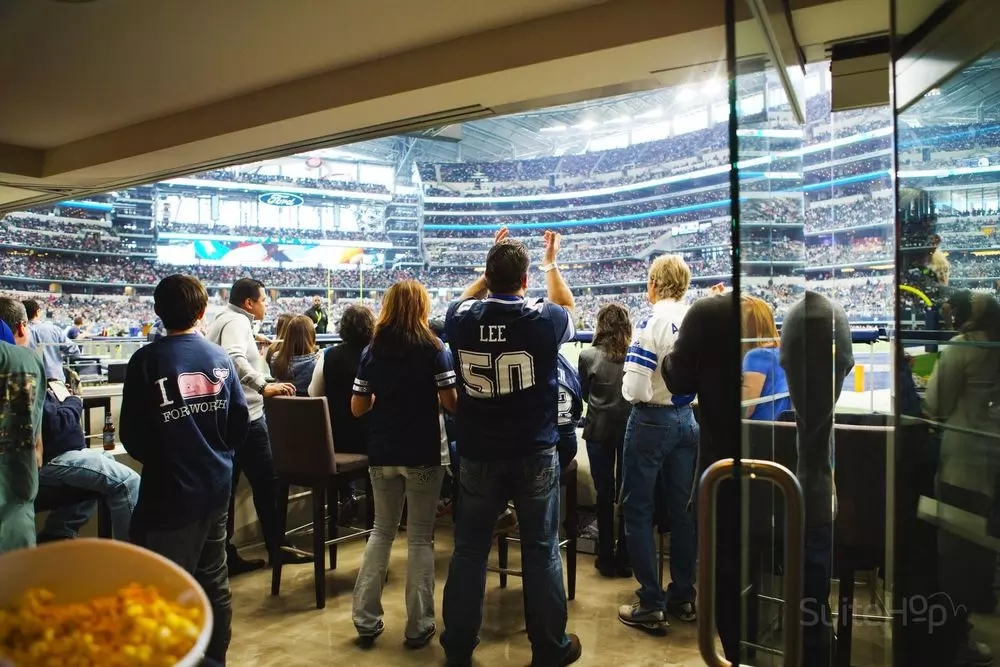 Field Suite patio with barstool seating right on the field.